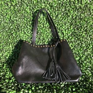 LAGGO BLACK LEATHER TOTE BAG